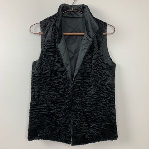 3/$10 !!! Ralph Lauren Reversible Black Fur/Satin Vest